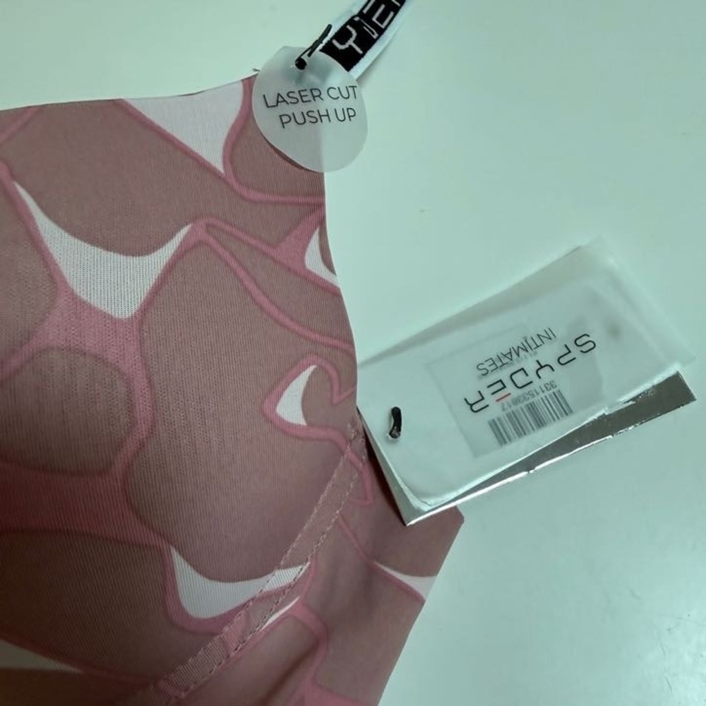 Spyder Push Up Bra Pink Women 38C Geo Marble New! - Picture 2 of 7